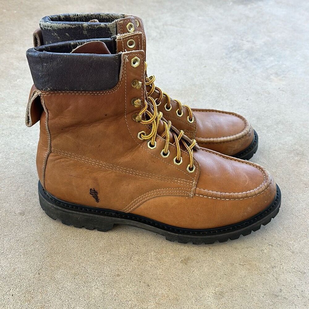 Vintage MONTBLANC Hiking Boots Combat Leather Boots Men’s 11 Made In Korea - Picture 4 of 11